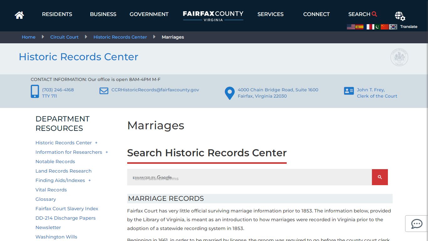 Marriages | Circuit Court - Fairfax County, Virginia